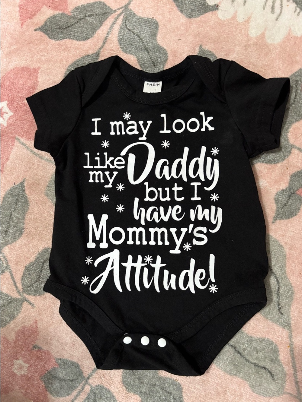 SHEIN Black Graphic Baby One-Piece - Mommy's Attitude Text